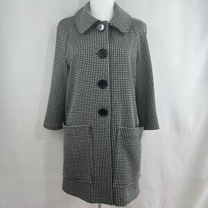 Studio Point preppy houndstooth black white lightweight coat - Medium-Large